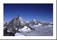 The Alps' Matterhorn (4478 m = 14,692 ft) rises above an early morning stratus cloud deck.