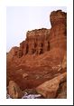 Erosion slowly crumbles away these rock mesas; if covered with snow, these rock pilings would make a great sled run.