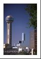 The Hyatt Regency in Dallas and its Reunion Tower (which has a rotating restaurant at the top).