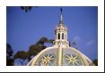 Intricate colored tiles coat the dome of this San Diego church.